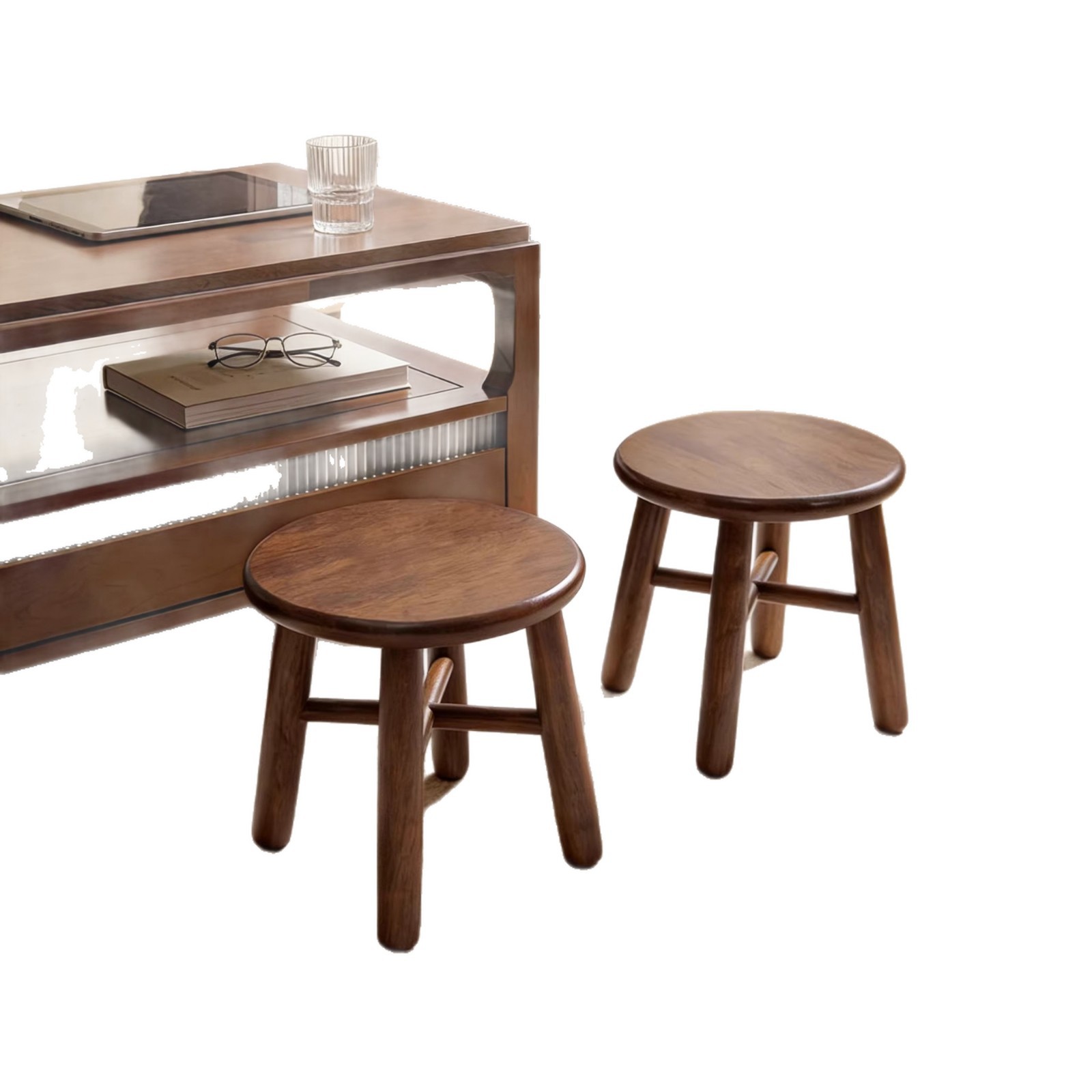 Taburete enano de madera maciza taburete pequeño hogar silla de banco pequeño antiguo Sala de estar taburete sofá Mesa de café taburete redondo puerta cambio de taburete de zapatos