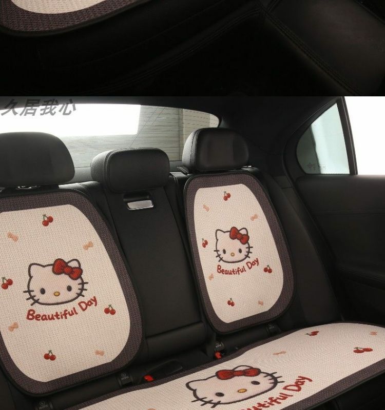 Car Seat Cushion, Universal for All Seasons, Breathable Kt Cat Seat Cushion, New Half-Cover Seat Cover, Cute Cartoon Single-Piece Seat Cover