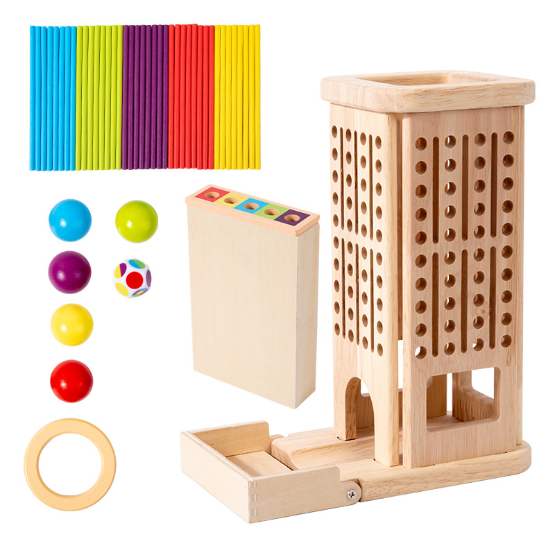 Educación temprana Juego de dibujo de palos tres en uno de madera Rompecabezas cognitivo de color Juego de mesa interactivo entre padres e hijos Juguete de equilibrio de concentración