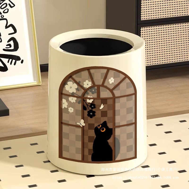 2025 New Model Ancient Style Trash Can, High-Value Retro High-End Large Capacity Plastic Bin for Living Room, Bedroom, Kitchen, Home Use