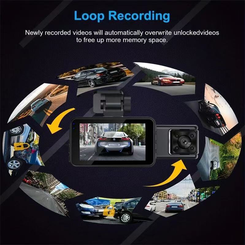 Driving Recorder 3inch Three-Record Wifi Vehicle Monitoring Night Vision Hd Camera Cardvrcam Cross-Border New Model