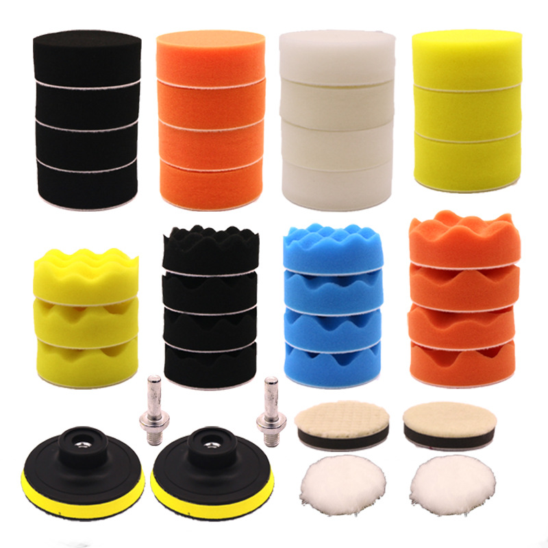 直供汽车打蜡美容抛光盘日式羊毛盘海绵轮38件套抛光轮