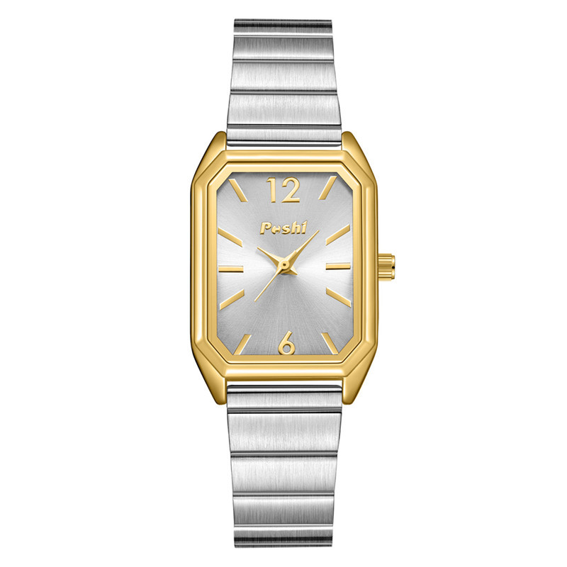 Poshi nicho reloj de mujer simple elegante cuadrado reloj de cuarzo casual estudiante moda correa de acero reloj