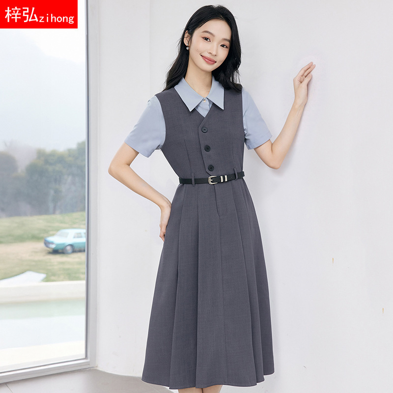 College Style Vest Dress for Women 2026 New Style Waist-Cinching Slimming Petite Commuter Suit Dress Korean Version Professional Outfit