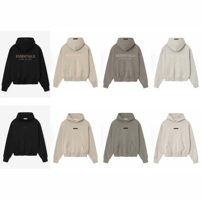 Cross-border trendy brand FOG sub-line ESSENTIALS letter print autumn and winter fleece-lined pullover pure cotton couple's hoodie