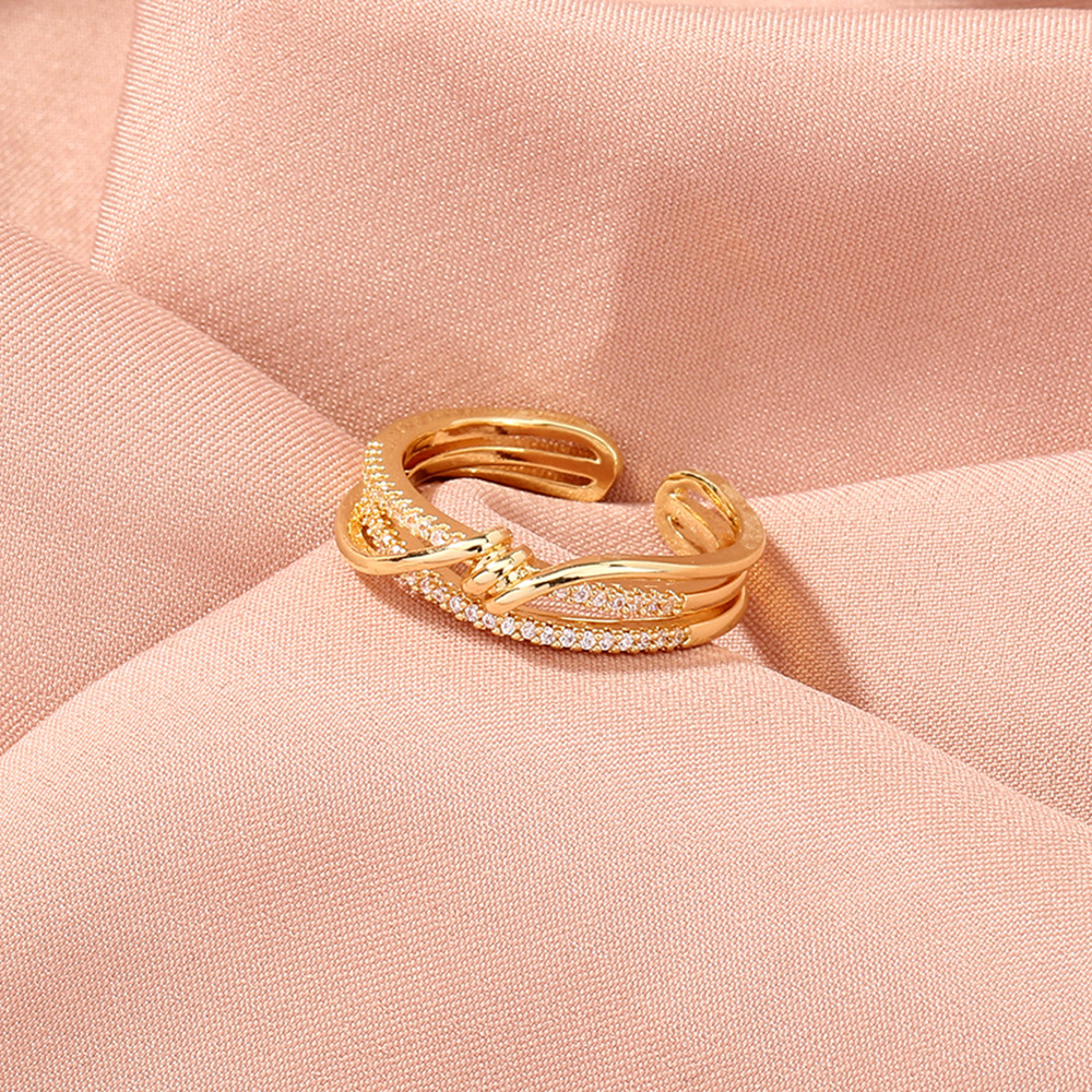 wholesale jewelry knotted micro zircon multi-layer copper ring Nihaojewelry