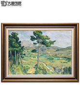手绘欧式美式客厅餐厅玄关风景油画 世界名画塞尚圣维克多山N285