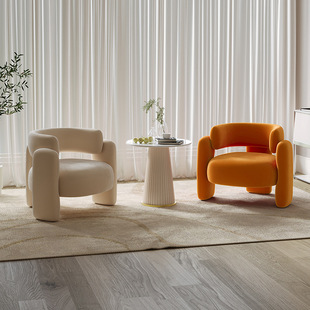 Cream Single Sofa Chair Balcony Cyber Popular Light Luxury Single Chair Coffee Table Combination Beauty Salon Rest Area Reception Negotiation Chair