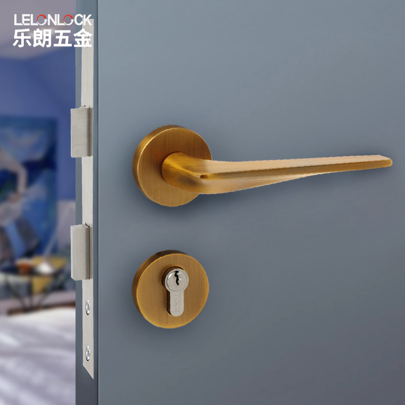 Personalizada aleación de zinc dividida cerradura interior mano sólida cerradura magnética silenciosa cerradura de la habitación nórdica