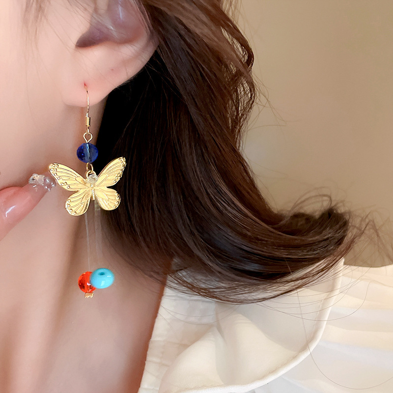 16g Weight Iron Ear Needle Material Drop Earrings Classification 1 Pair Quantity Beach, Date, Lawn Occasion Alloy Material Butterfly Pattern All Seasons Season Women's Gender Polished Finish Vacation, Sweet Style 1 Pair Vacation Sweet Butterfly Alloy Drop Earrings 6