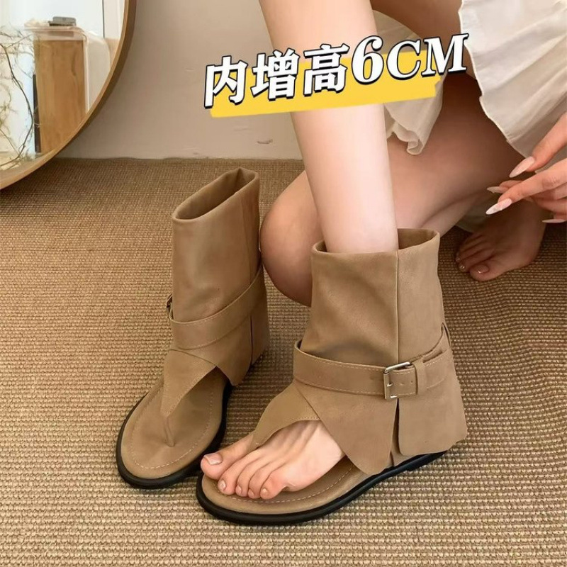 Summer Cool Boots for Women, Hot Girl Style Short Tube Boots, Western Cowboy Boots, Thong Toe Roman Sandals, Cross-Border