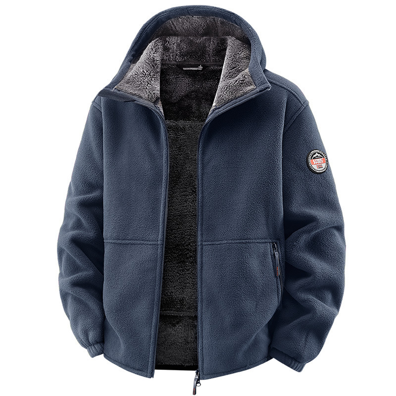 Plus-Size 2025 New Men's Jacket Fleece Sports Hooded Sweatshirt Coat with Fleece Lining and Polar Fleece Inner Layer Plus-Size 2025 New Men's Jacket Fleece Sports Hooded Sweatshirt Coat with Fleece Lining and Polar Fleece Inner Layer