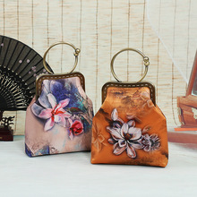 方形蚕丝旗袍包包   古风汉服手提包 手工金口印花手提包包斜挎包