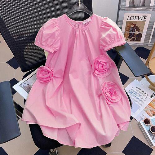 Baby Girl Summer Dress Fashion Cute Short Sleeve Princess Dress Korean Style Thin Version Medium and Large Children Casual Skirt