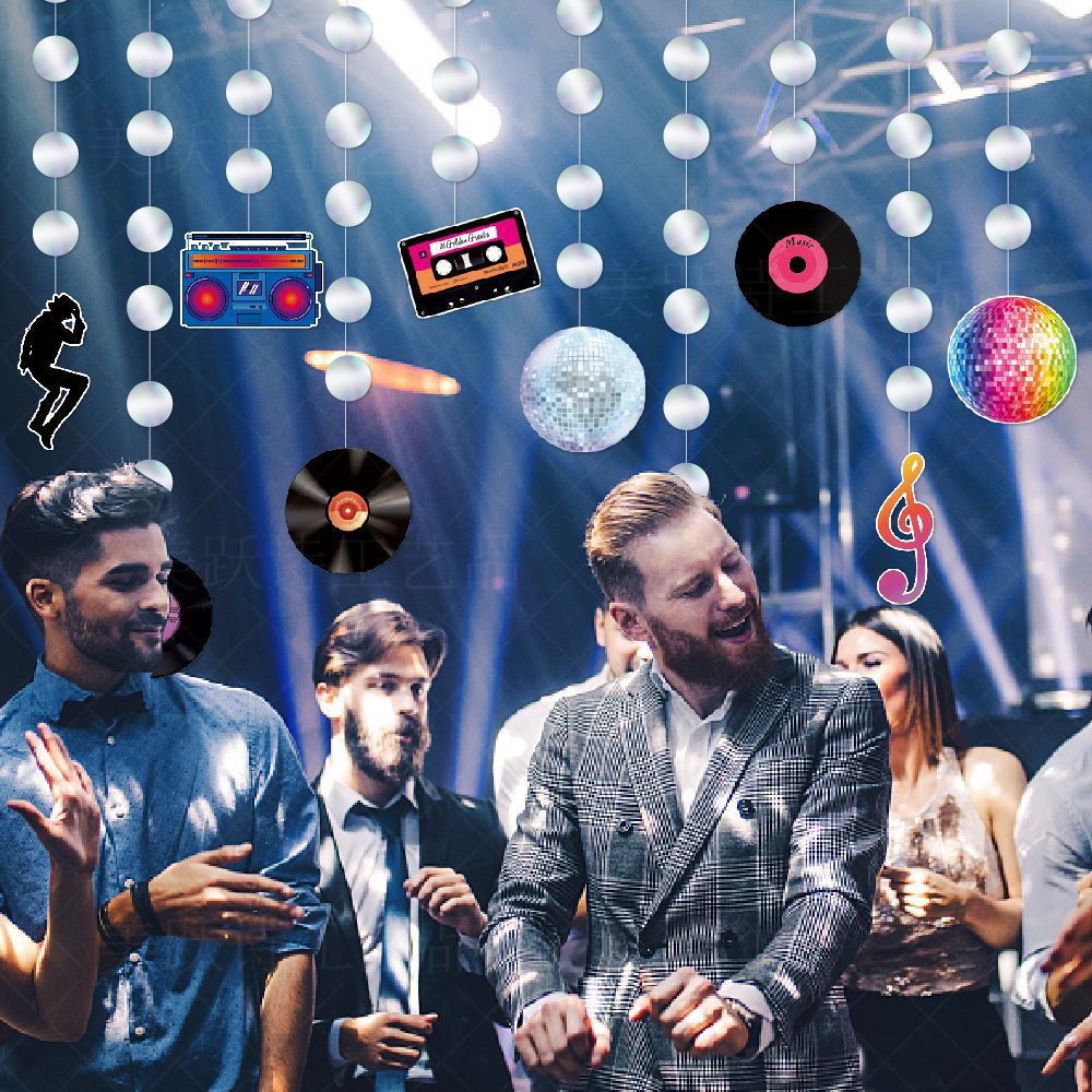 Amazon nueva discoteca tema Fiesta decoración registro coche línea colgante cumpleaños decoración Garland colgante