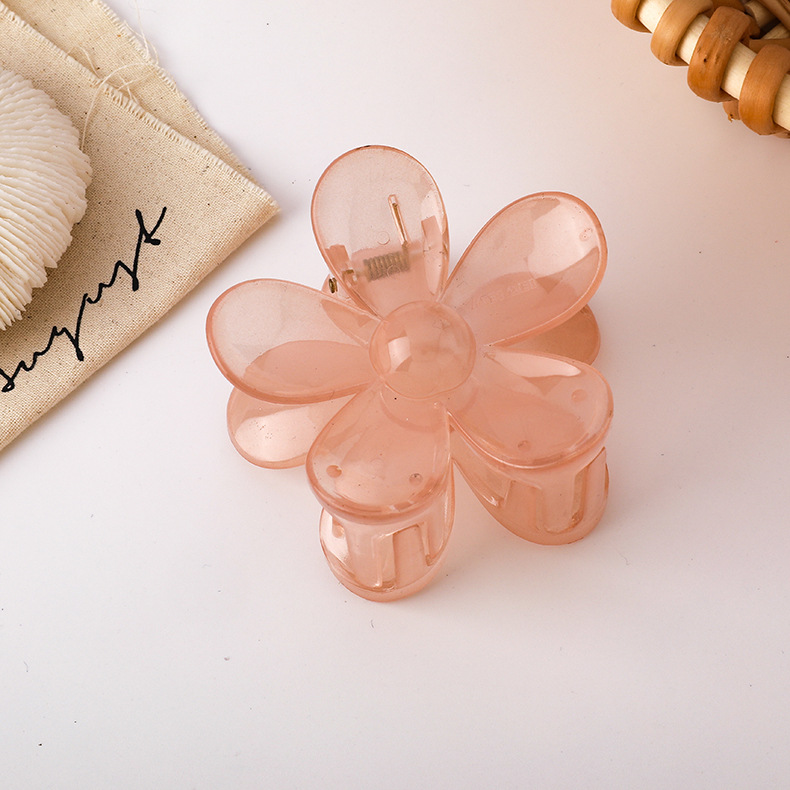 60g Weight Hair Claws Hair Accessories Type 1 Piece Quantity Holiday Occasion Arylic Material Plumeria Pattern Women'S Gender Transparent Design Sweet Style Coffee, Grey&Pink, Grey, Purple, Red, Yellow Color Sweet Women'S Plumeria Arylic Transparent Hair Claws 5