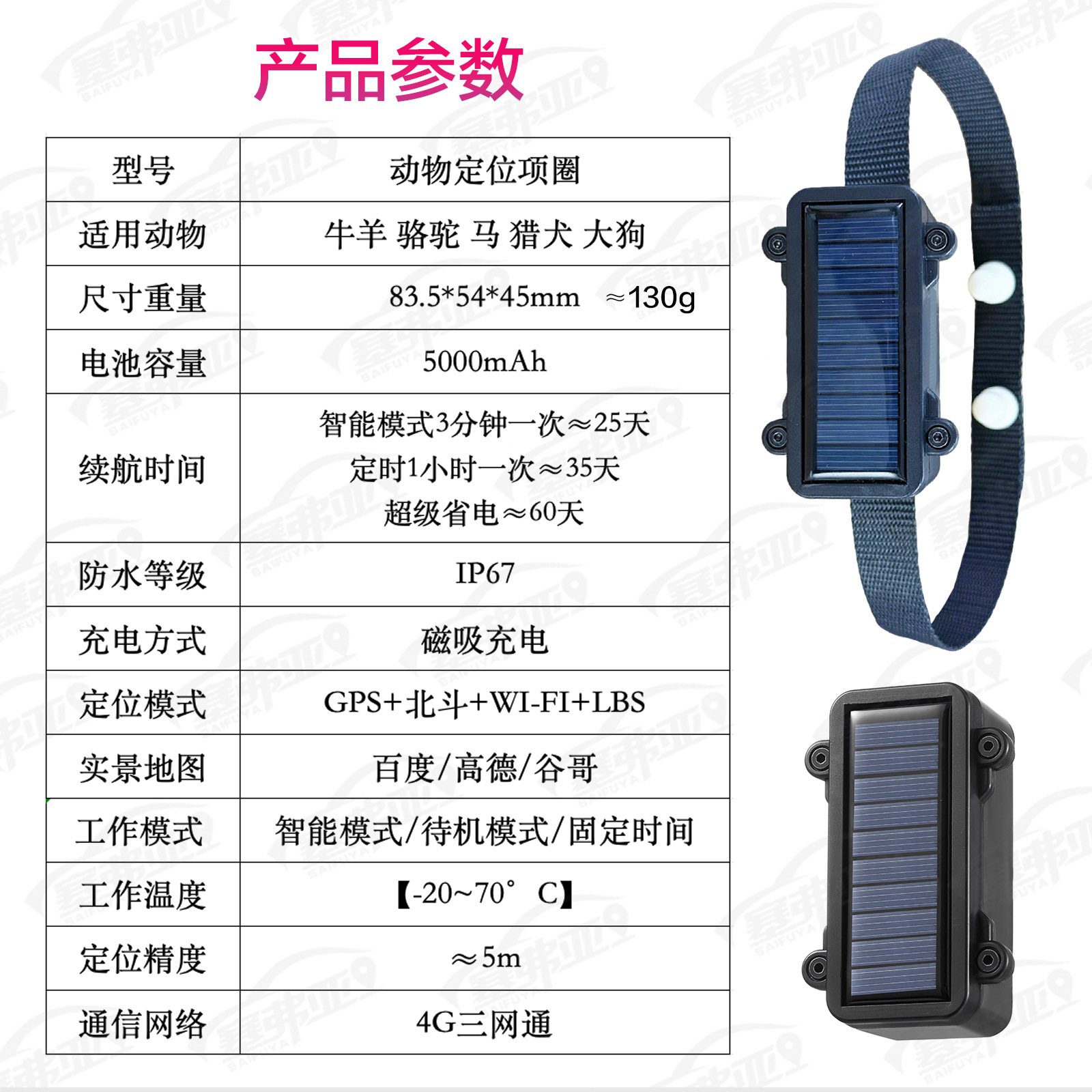Solar-powered GPS tracker for pets, cattle, and sheep, anti-lost tracking device for livestock in mountainous areas, motion tracking and positioning device