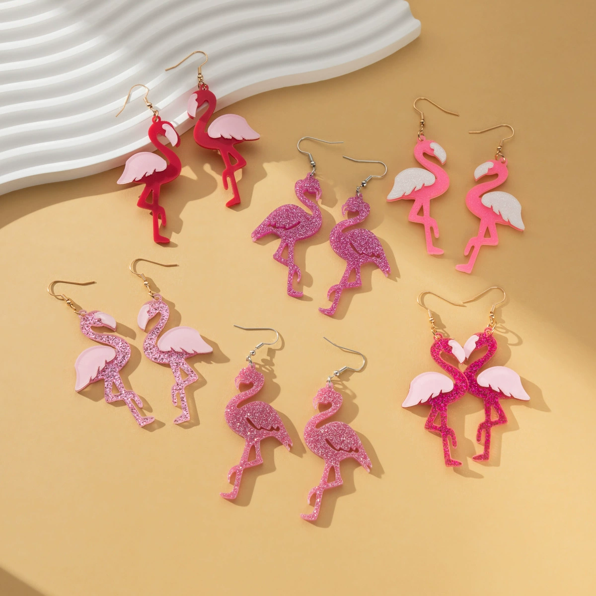 Трансграничные амазонка серьги флеш-розовый акриловый день Святого Валентина веселье милый фламинго Серьги Серьги Женщина