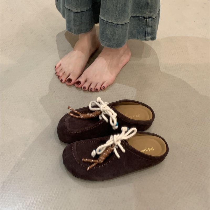 磨砂厚底内增高勃肯鞋包头半拖鞋女外穿2025新款一脚蹬博肯鞋|undefined