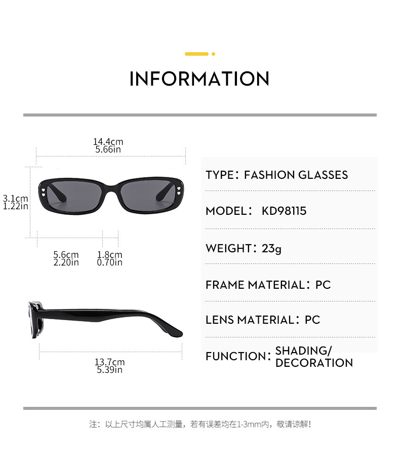 40g Weight Full Frame Glasses Structure Sunglasses Classification PC, UV400 Protection Lens Material Square Glasses Style Travel, Shopping Occasion Solid Color Pattern All Seasons Season Women's Gender Simple Style, Classic Style Style Simple Style Classic Style Solid Color PC UV400 Protection Square Full Frame Women's Sunglasses 8