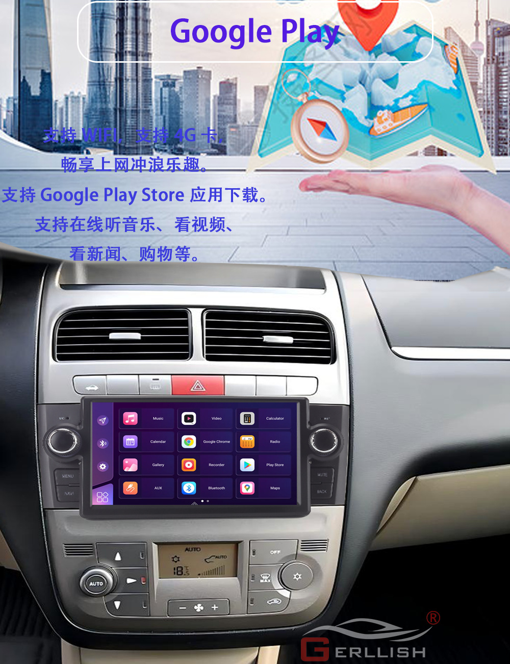Suitable for 2007 to 2012 Fiat Lenza Car Models, Android Gps Navigation, Wireless Carplay, Car Gps Navigation