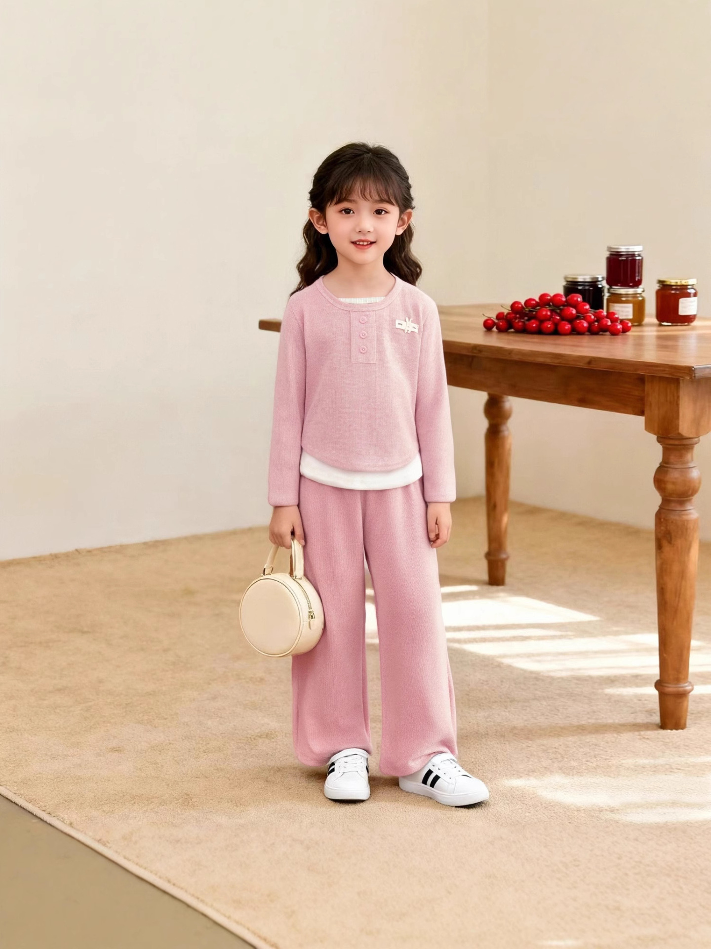 Children's Clothing Wholesale Girls' Suits 25 Autum New Kidsren's Korean Style Fashionable Soft Waxy Fake Two-Piece Tops and Pants Suits