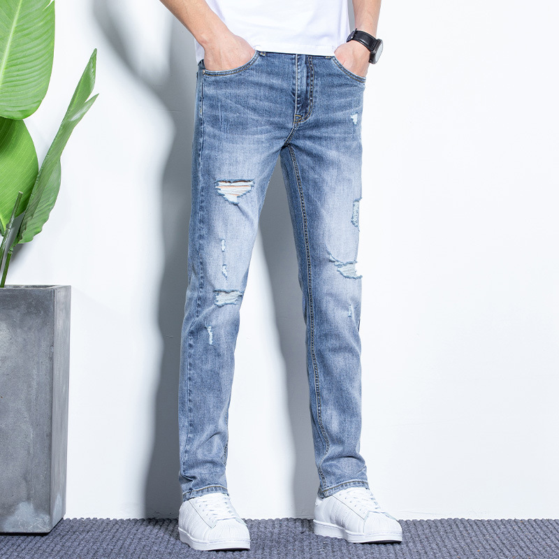 New Men's Jeans Korean Style Men's Fashion Slim Straight Jeans Men's Pants Wholesale Stylish Casual Versatile