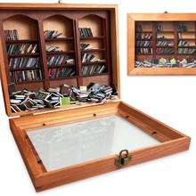 创意小书架摆件缓解焦虑解压木制小书本收纳盒小书库实木收纳盒子