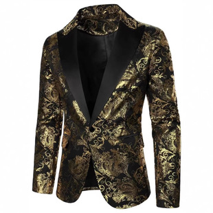 Cross-Border Foreign Trade New European Size Cashew Flower Suit Jacket European and American Men's Fashion Personalized Suit Tops Men's Wholesale