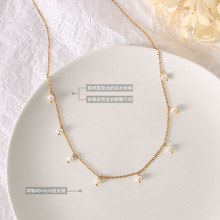 natural freshwater pearl necklace women's fashion barhaoke clavicle chain special-interest design 14k gilded necklace sweater chain full figure