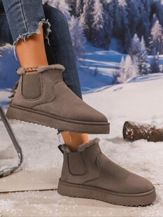 C 48574 Warm Fleece Slip On Snow Boots ��ů�ӽqѩ��ѥ
