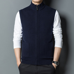 Knitted waistcoat men's waistcoat wool vest spring and autumn thin casual waistcoat sleeveless sweater dad outfit generation hair