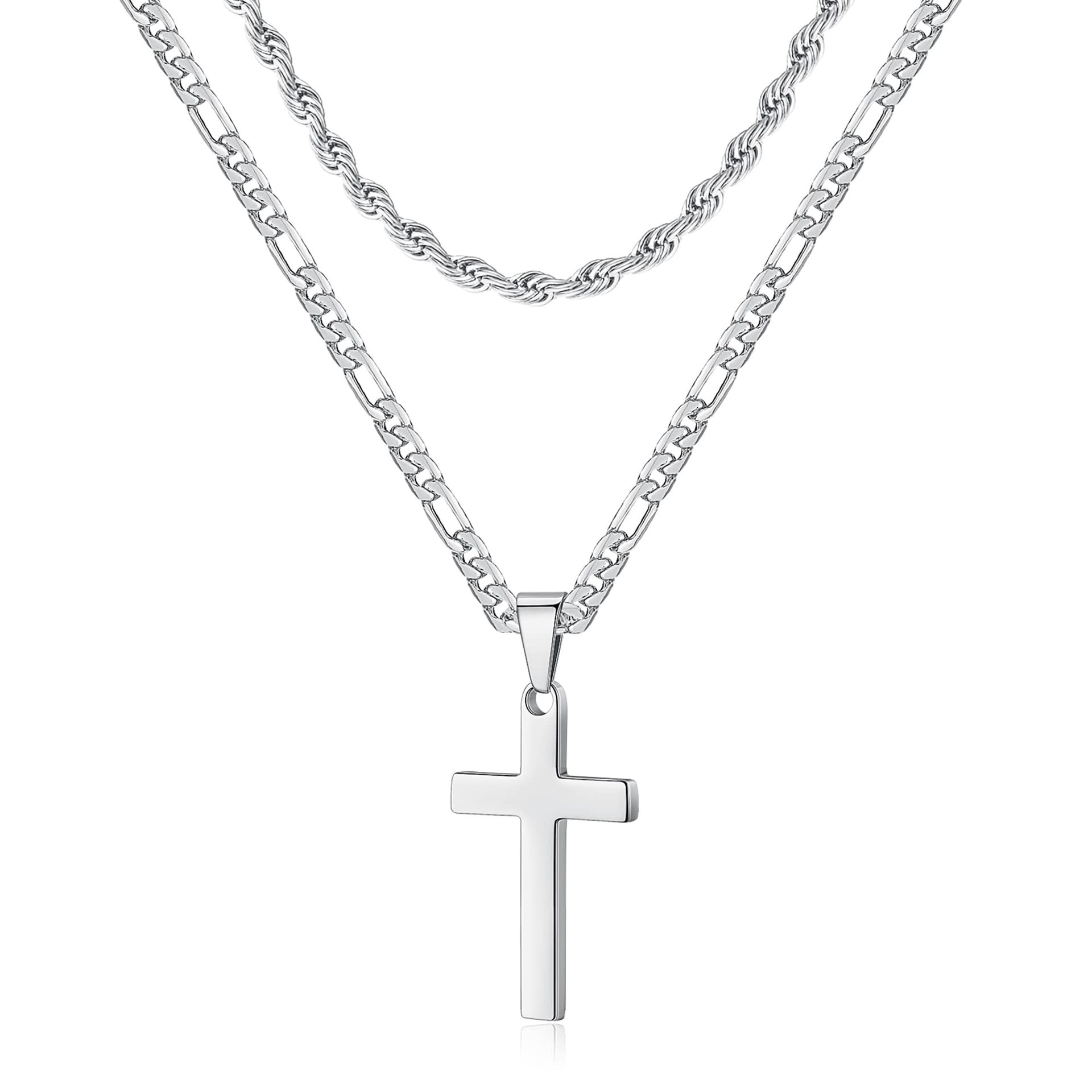 Stainless Steel, Titanium Steel Material Cross Pattern Hip-Hop Cross Stainless Steel Titanium Steel Polishing Unisex Necklace Men Pendant Necklaces