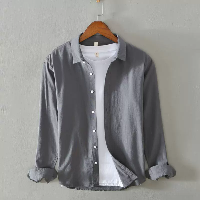 L748 Простая художественная рубашка в японском стиле, мужская повседневная оксфордская прядильная рубашка в гонконгском стиле, ретро, Мужская цельная волосы