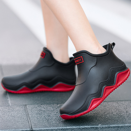 Cross-border short-barrel couple rain boots, men's low-cut exterior wear, Korean water shoes, thick soles, shallow mouth, non-slip kitchen rubber shoes, men and women