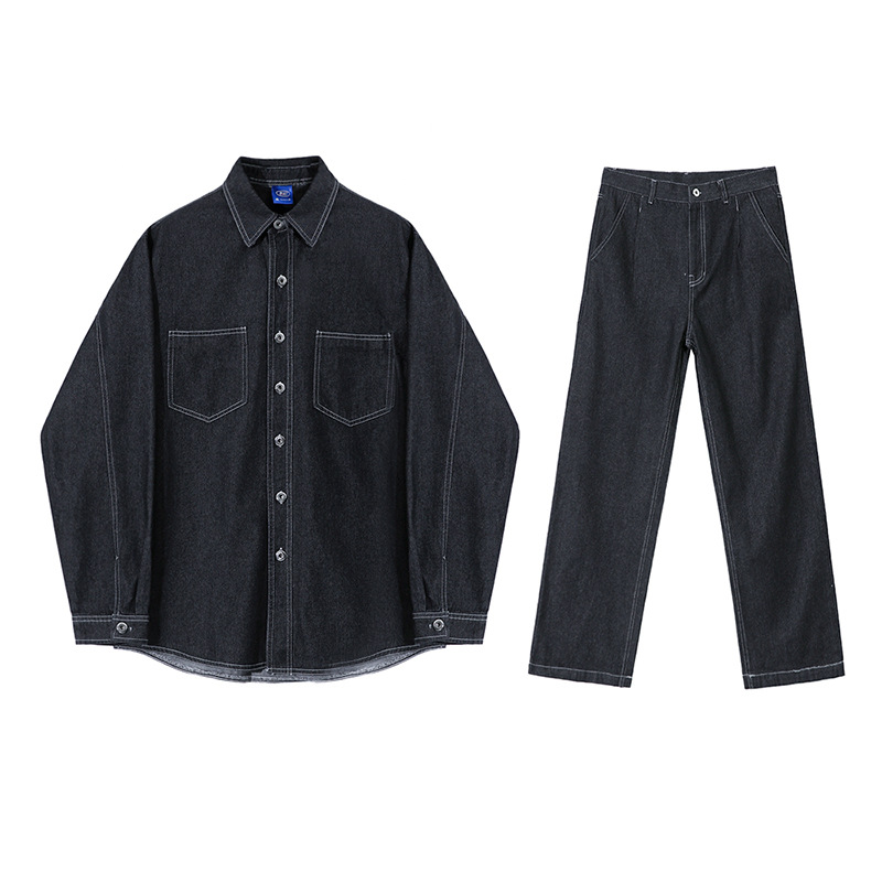 MYQ Denim Men Spring Korean Version Loose Trendy Versatile Casual Turn-Down Collar Workwear Jacket Top_voghion.com