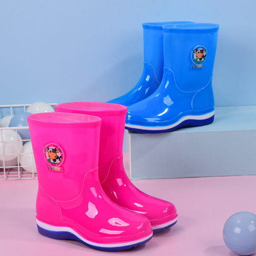 Children's rain boots for boys and girls, low-tube anti-slip plus velvet warm cartoon water shoes for children and students, baby rain boots and rubber shoes