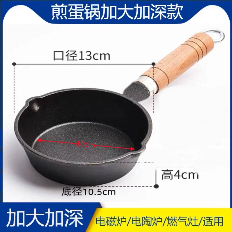 Cast Iron Egg Frying Pan Mini Hot Oil Pan Non-Stick Frying Pan for Eggs and Dumplings Compatible with Gas and Induction Cookers