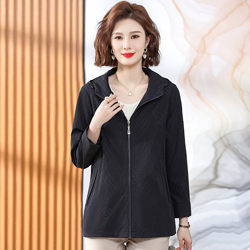 Весенняя ветровка для мам среднего возраста, новинка 2024 года в западном стиле больших размеров, Модный Топ для женщин среднего и пожилого возраста на весну и осень