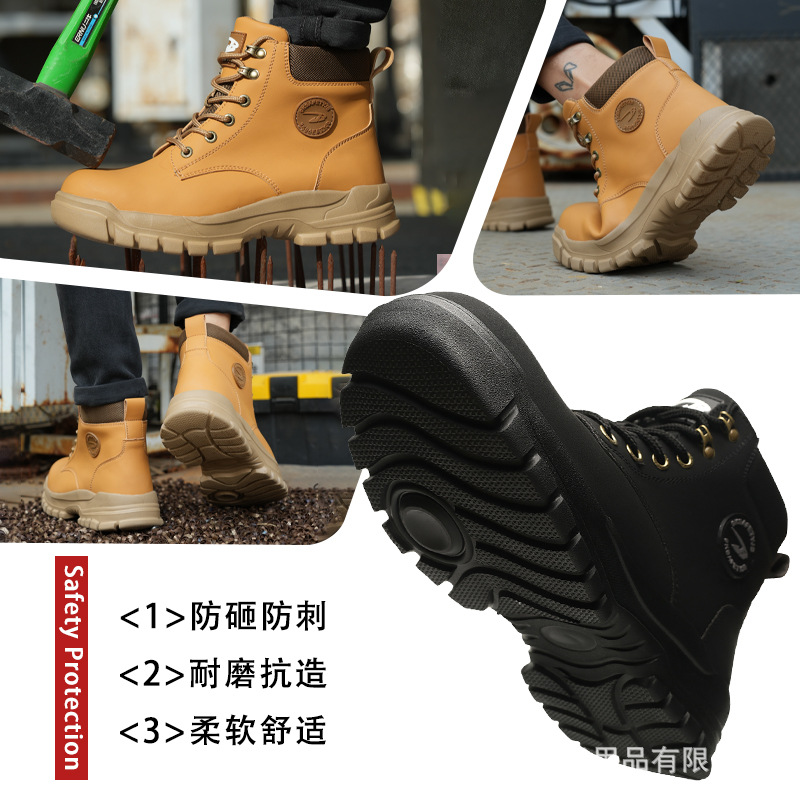 Calzado de protección laboral transfronteriza, zapatos de trabajo impermeables, impermeables, resistentes al desgaste y antideslizantes, zapatos de punta de acero, calzado de seguridad, botas cargo para cuatro estaciones