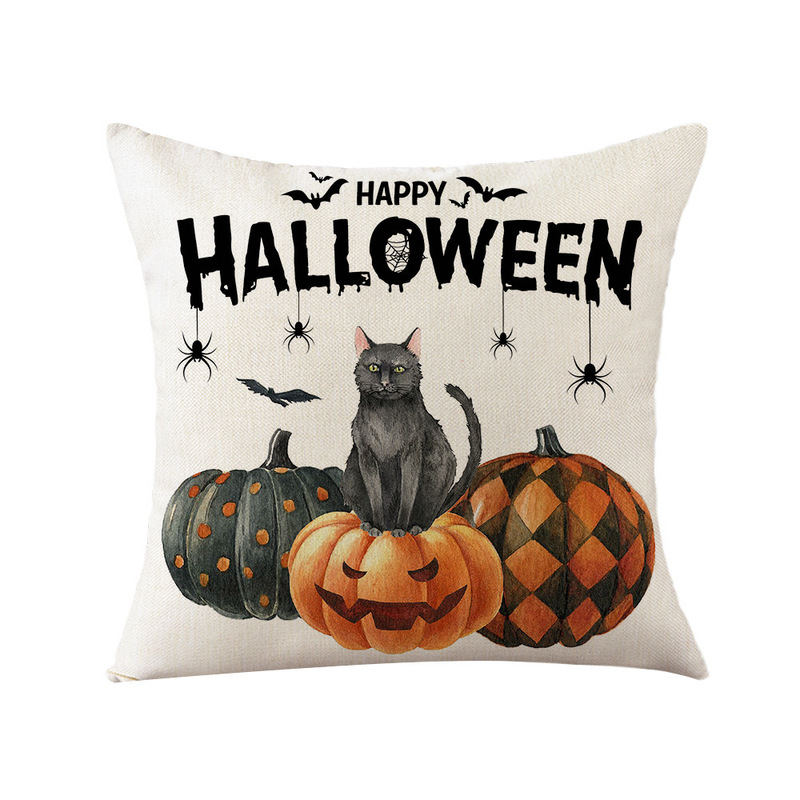 国境を越えたハロウィーンの祝日亜麻シリーズの多くの抱き枕カバーシンプルな祝日プリントクッションカバーソファー枕カバー|undefined