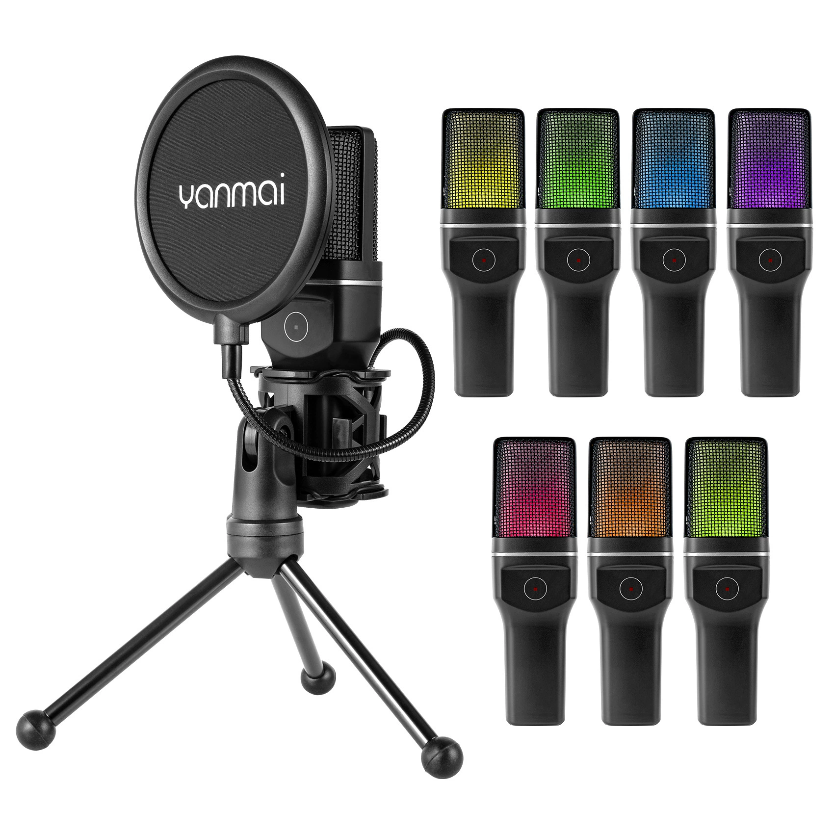 Беспроводной ударопрочный микрофон SF-777W для мобильных игр, USB/2.4G, RGB, 8 ч работы