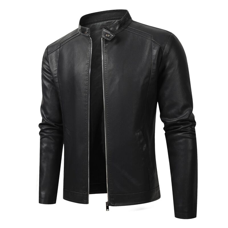 Men's Motorcycle Leather Jacket Autumn and Winter 2023 New Casual All-match Slim-fit fleece-lined Thickened plus size Leather Jacket