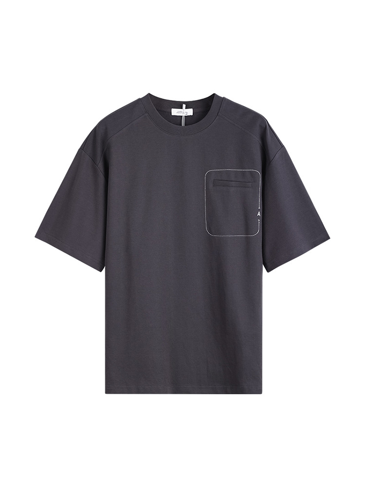 Camiseta de manga corta de hombre marca de moda masculina de bolsillo falso de media manga camiseta de hombre de alta calidad ropa de hombre camiseta de verano