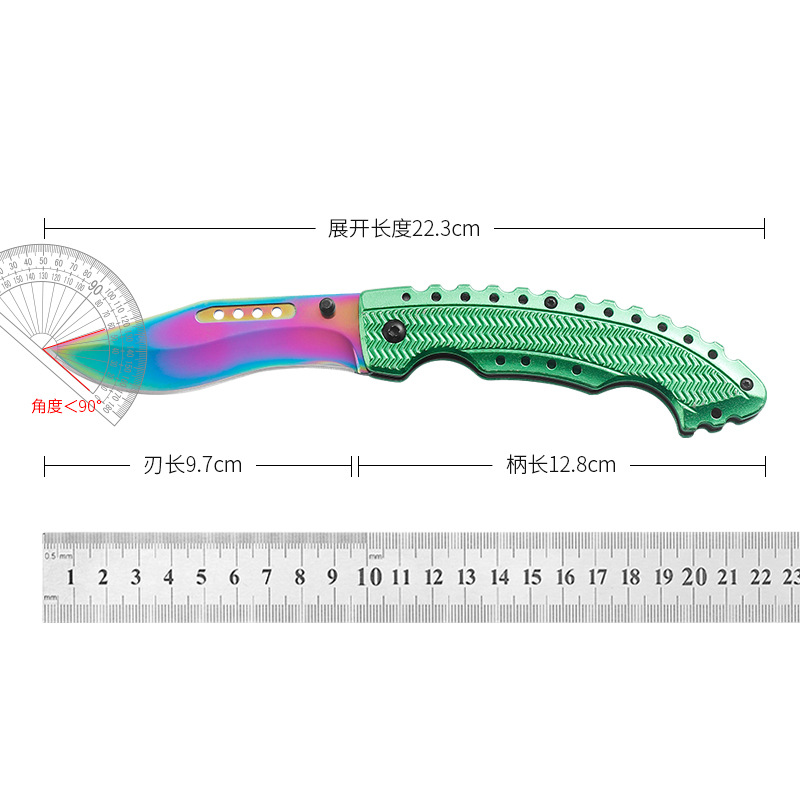 新款彩钛款折刀半自动铝合金防滑手柄多用刀具 户外便携折叠小刀