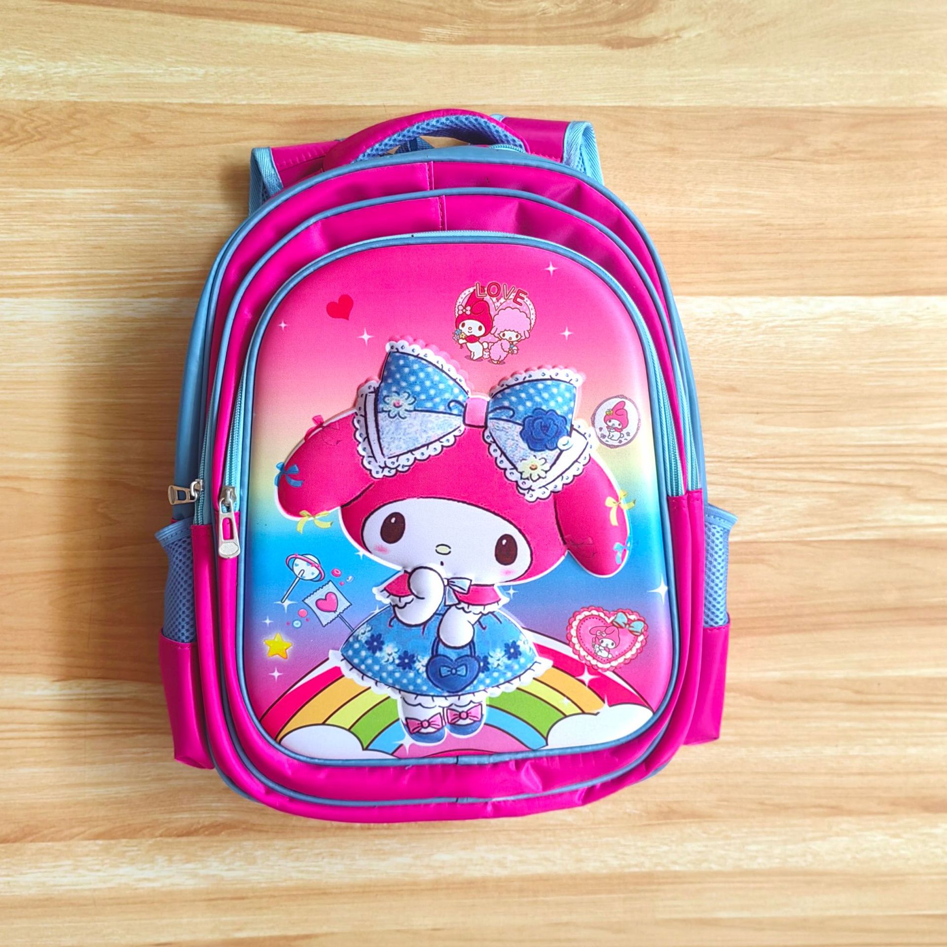 Nueva mochila escolar 3D de 16 pulgadas de gran capacidad, material de nailon, para niños y niñas de 1.º a 6.º grado.