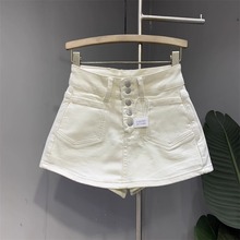 设计防走光牛仔裤裙新款韩版高腰排扣百搭a字短裤修身显瘦半身裙