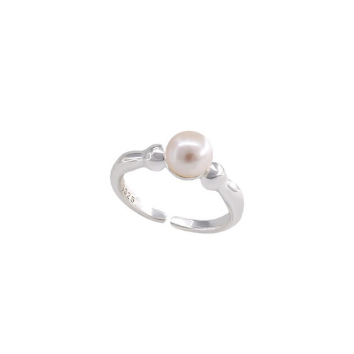 Korean style ring that does not fade, light luxury niche design pearl ring for women, personalized cross index finger, fashionable, simple and versatile