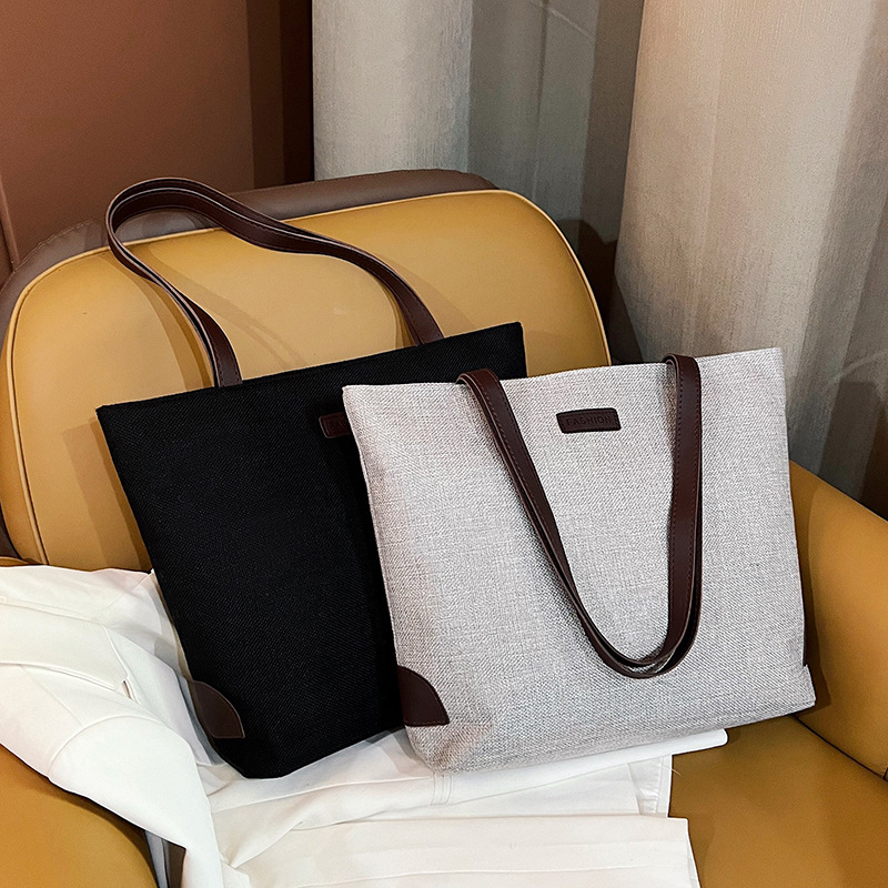 Nuevo bolso de moda de mujer, bolso de algodón y lino, bolso de hombro retro de gran capacidad, bolso de mano casual universal