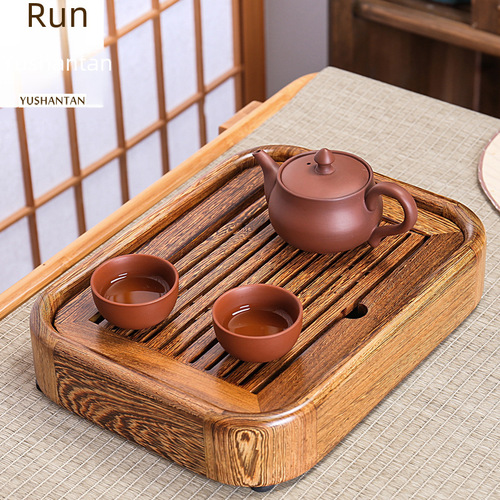 Home Black Sandalwood Solid Wood Small Tea Tray Rosewood Simple Office Water Storage Tea Sea Walnut Wood Tea Table Japanese Dry Pouring Table